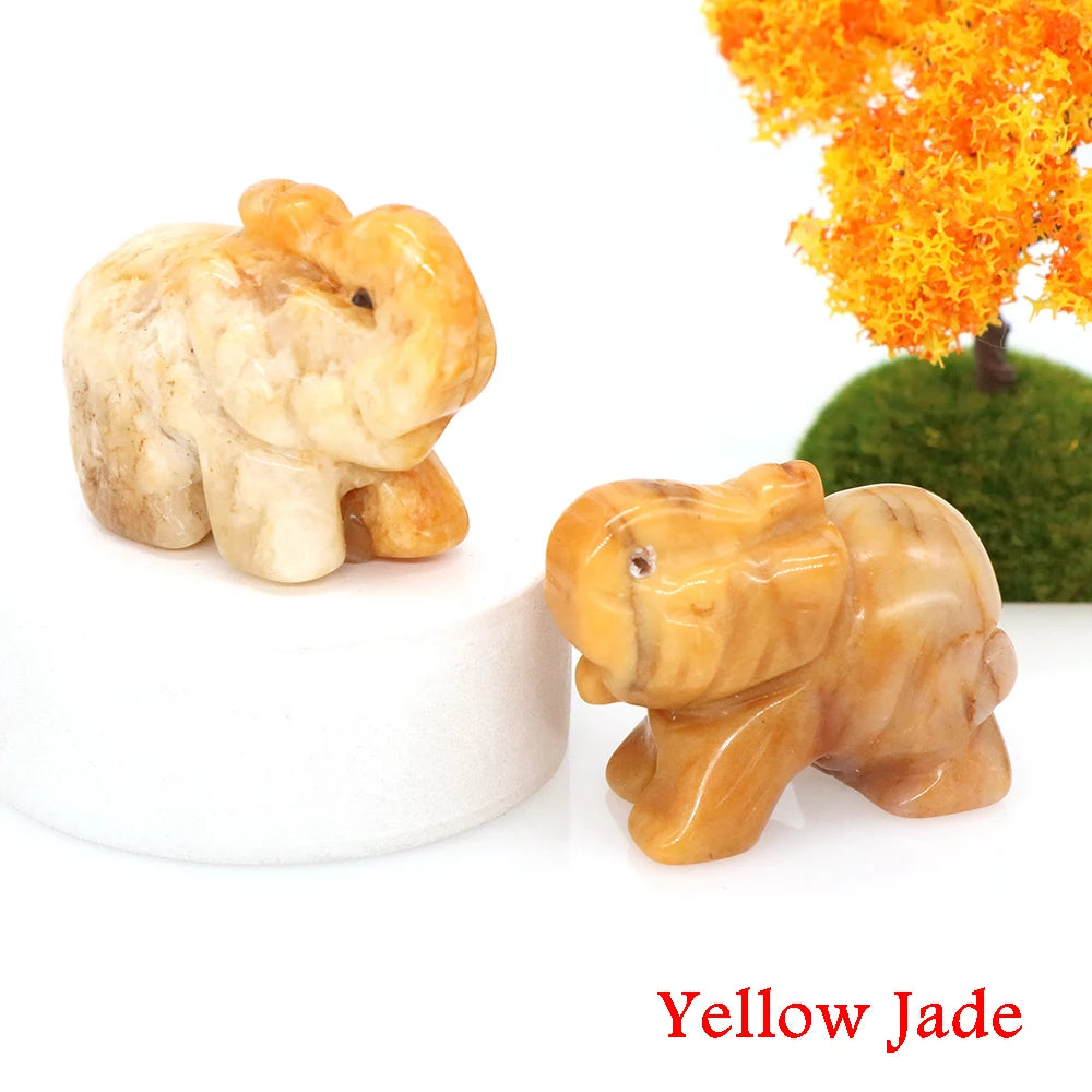 Lucky Elephant Statue Aventurine Amethyst Crystal Feng Shui Figurine Chakra