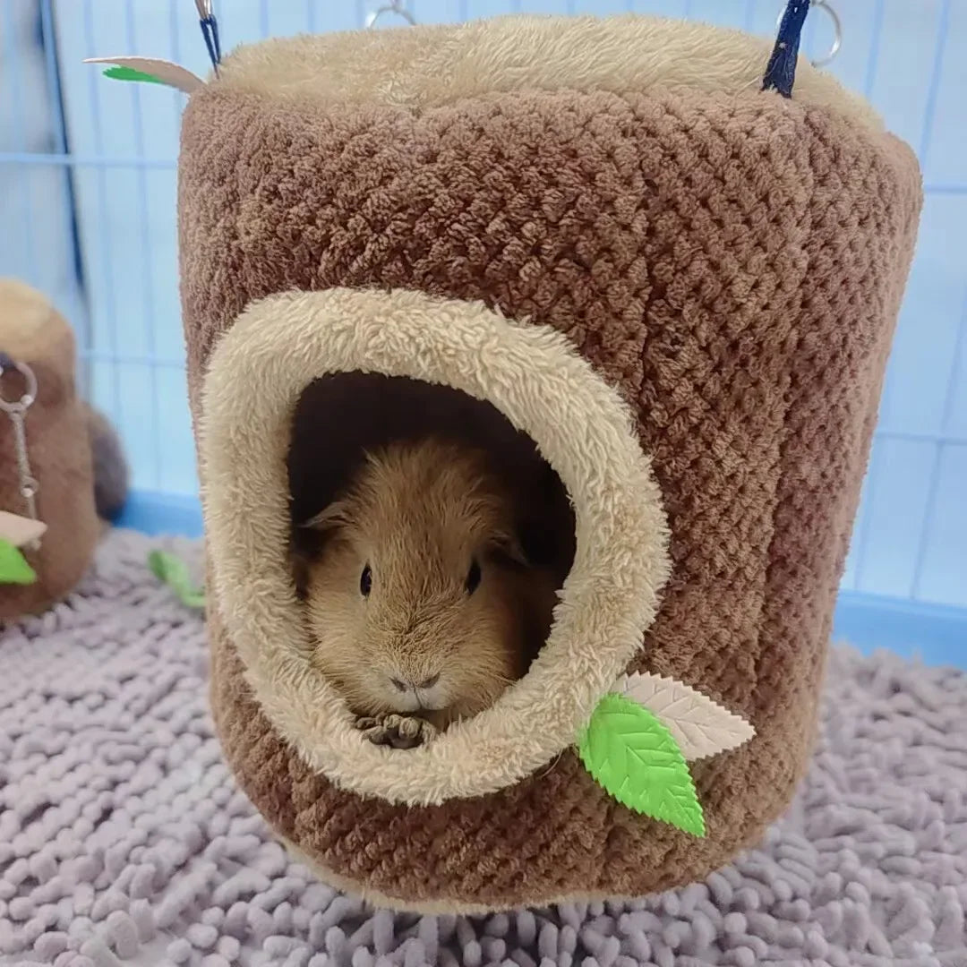 Tree Stump Shape Warm Hamster Hammock Winter Mole Tunnel Small Animal Hanging Bed Hamster Nest Pet Cage Household Supplies