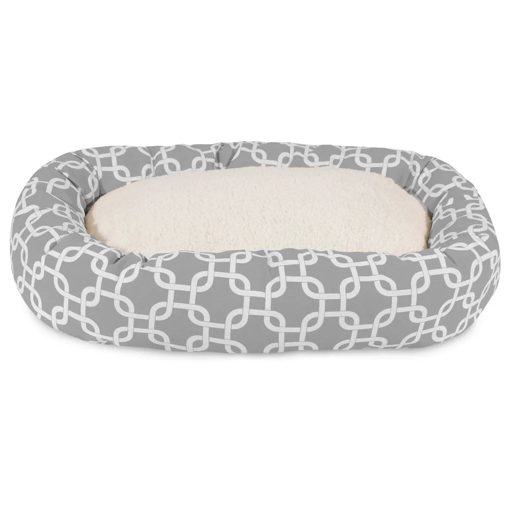 Washable Dog Bed Cozy Round Bagel Design Calming Plush Bolster Pet Bed Medium and Large Dogs
