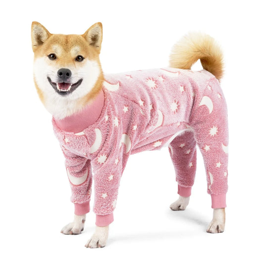 Soft Dog Pajama 4 Legged Warm Fleece Stretchable Onesie