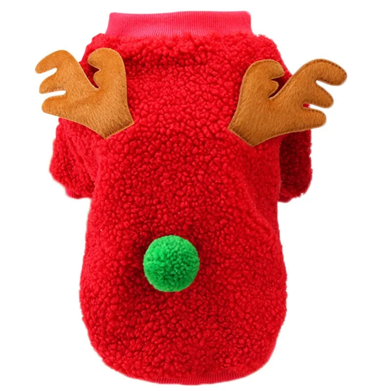 Autumn Winter Cute Christmas Dog Coat Grain Velvet Pet Dog Sweater New Year Party Sweater Shirt Festival Pet Clothing Outfit