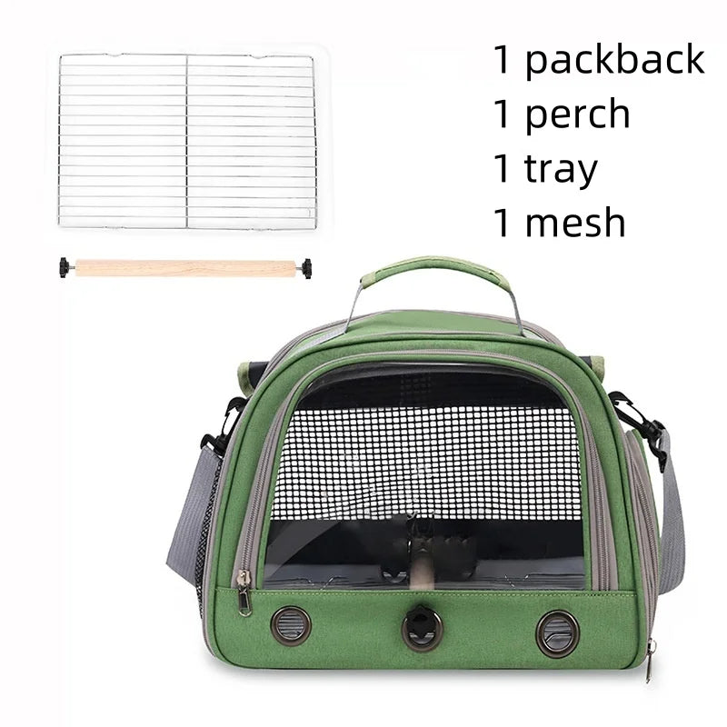 Bird Cage Parrot Carrier with Perch for Parakeet Lovebird African Gray Cockatiel Caique Conure Quaker Pet Travel Bag