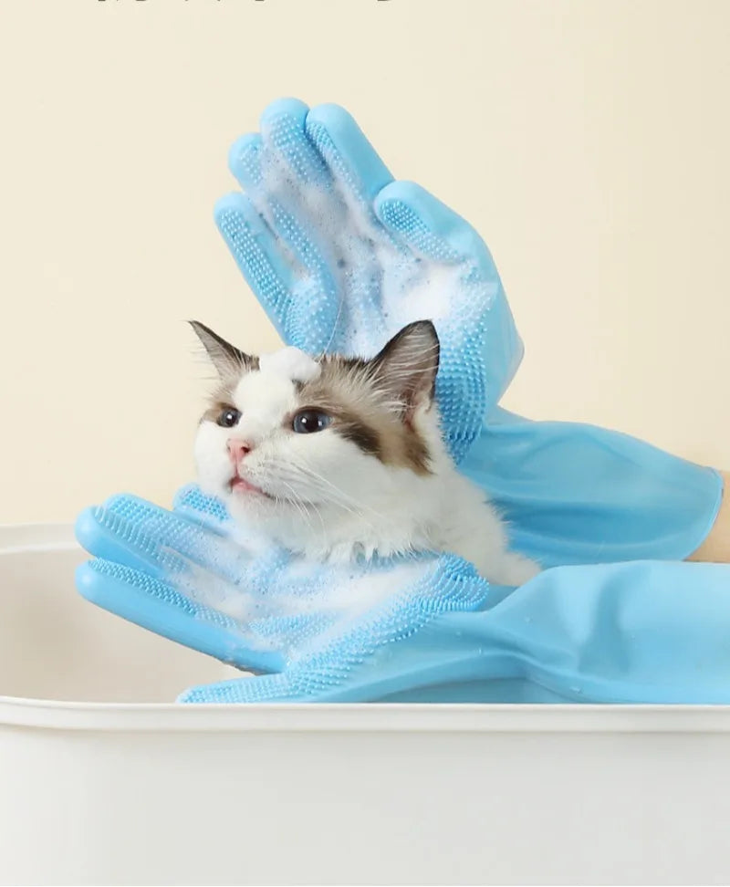 Pet Bath Gloves Thickened Bite Proof Dog Cat Grooming Cleaning Brush Accessories
