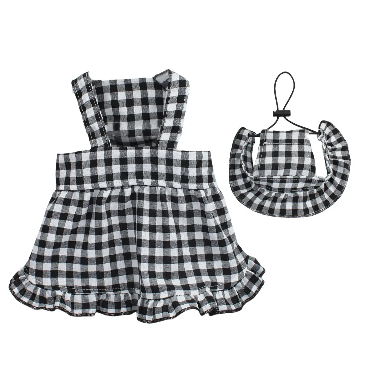 WAOPETCN Fashion Dog Clothes Plaid Skirt With Hat Set