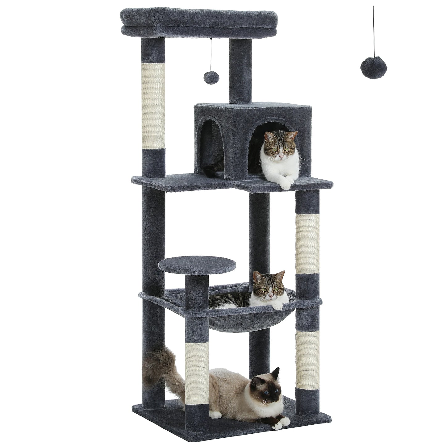 Cat Tree for Indoor Cats 5 Level Cat Tower with Large Hammock and Cozy Condo for Large Cats