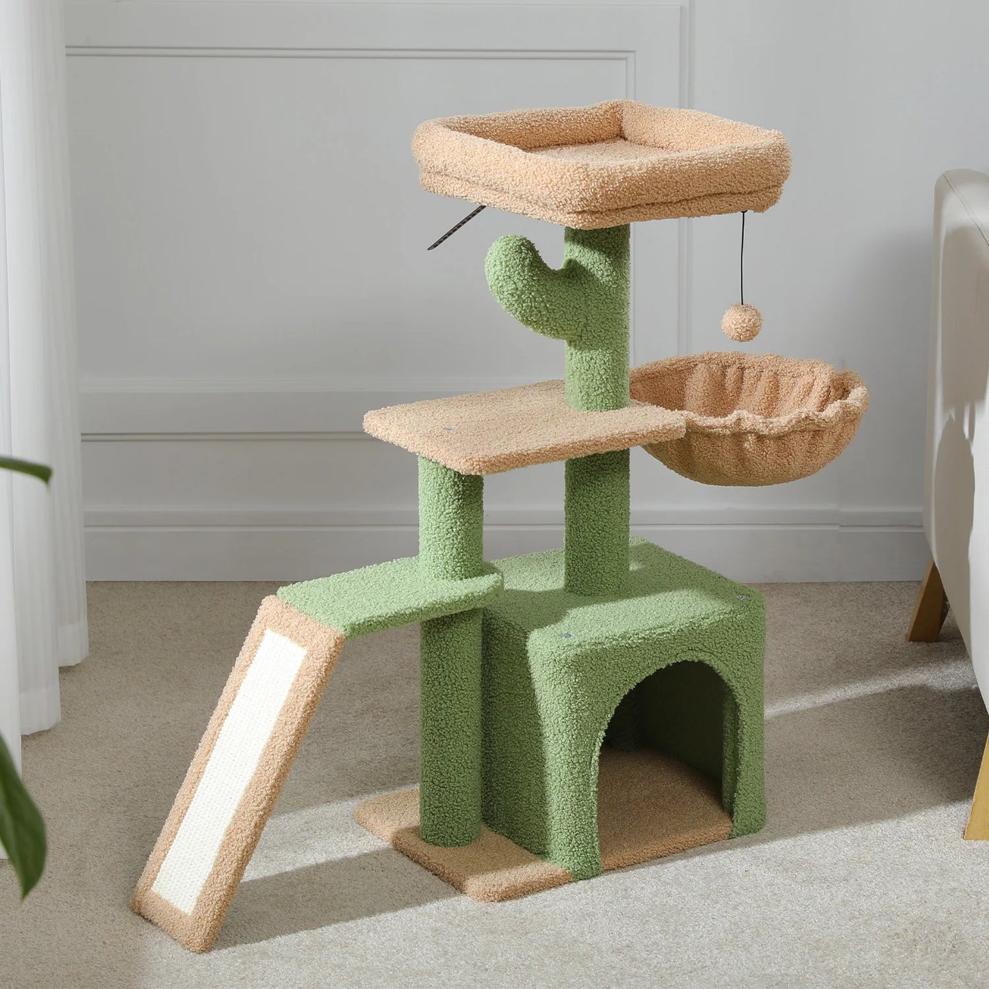 Cat Tree Cat Tower for Indoor Cats with Big Hammock Removable Top Perch and Scratching Posts Grey