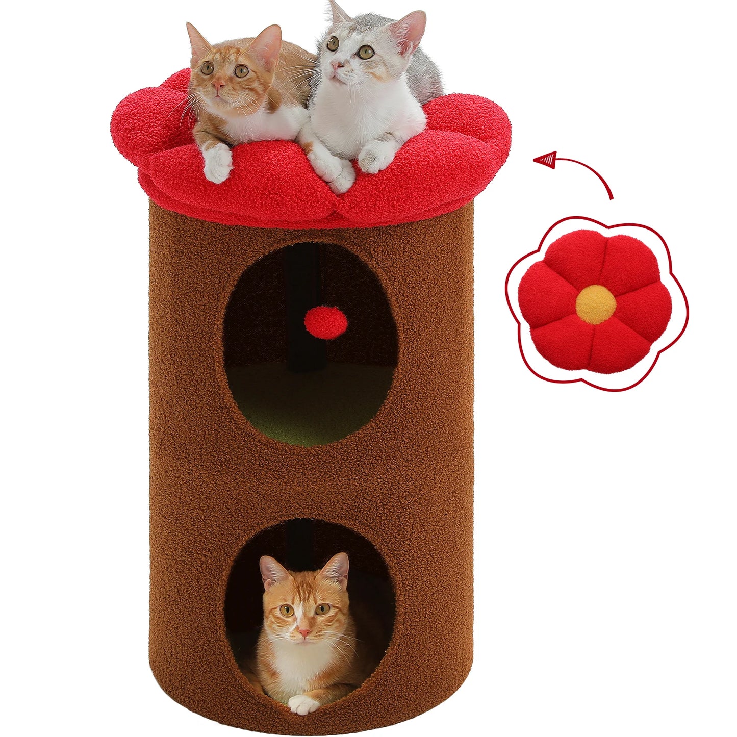 PAWZ Road Two Story Cat Bed Indoor House With Flower