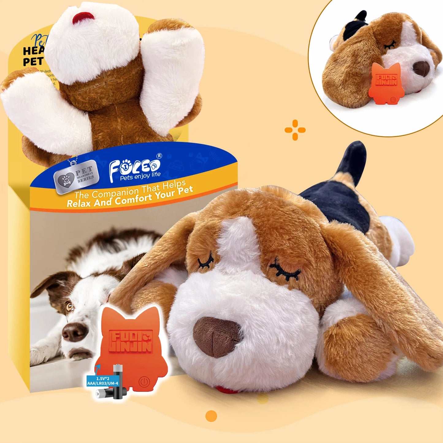 Fuled Christmas Puppy Heartbeat Plush Toys For Dog Training