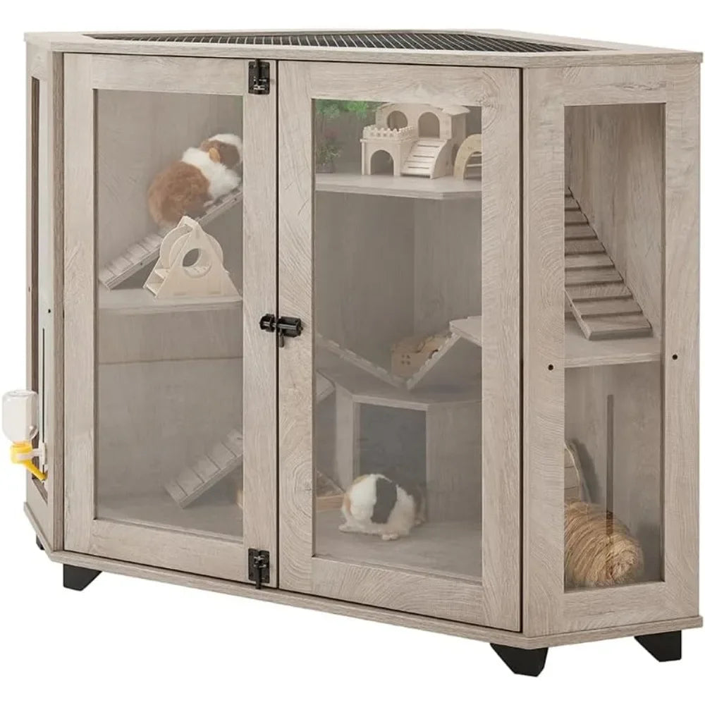 Chinchillas Cage with Ramp, Rat Cage with House, Hedgehog Cage, Critter Nation Cage for Hamster, Squirrel, Clear Acrylic