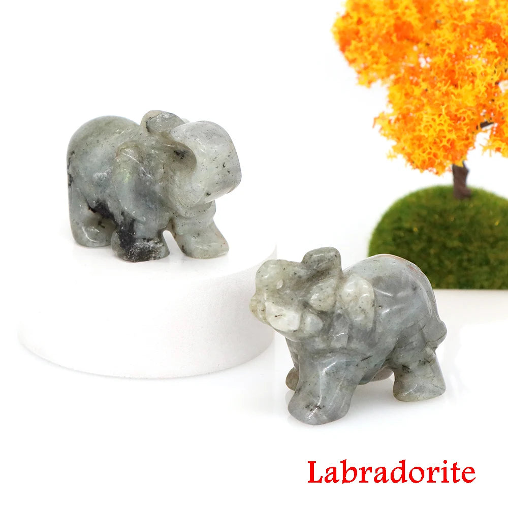 Lucky Elephant Statue Aventurine Amethyst Crystal Feng Shui Figurine Chakra