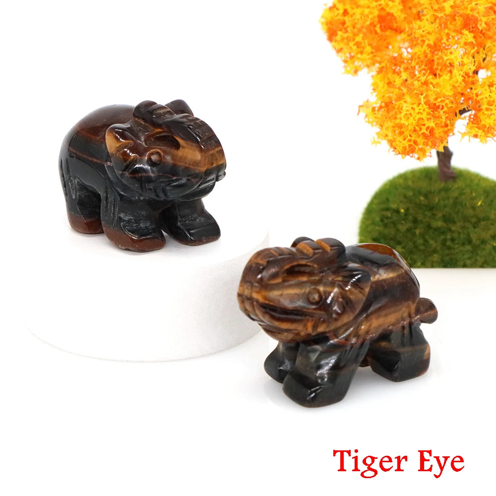 Lucky Elephant Statue Aventurine Amethyst Crystal Feng Shui Figurine Chakra