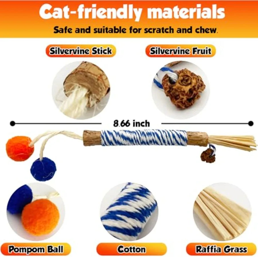 Catnip 4PCS Chew Stick with Wrapped Cotton Rope tural Dental Care Cat Toy for Teeth Cleaning Gum Health Satisfies Chewing Insti