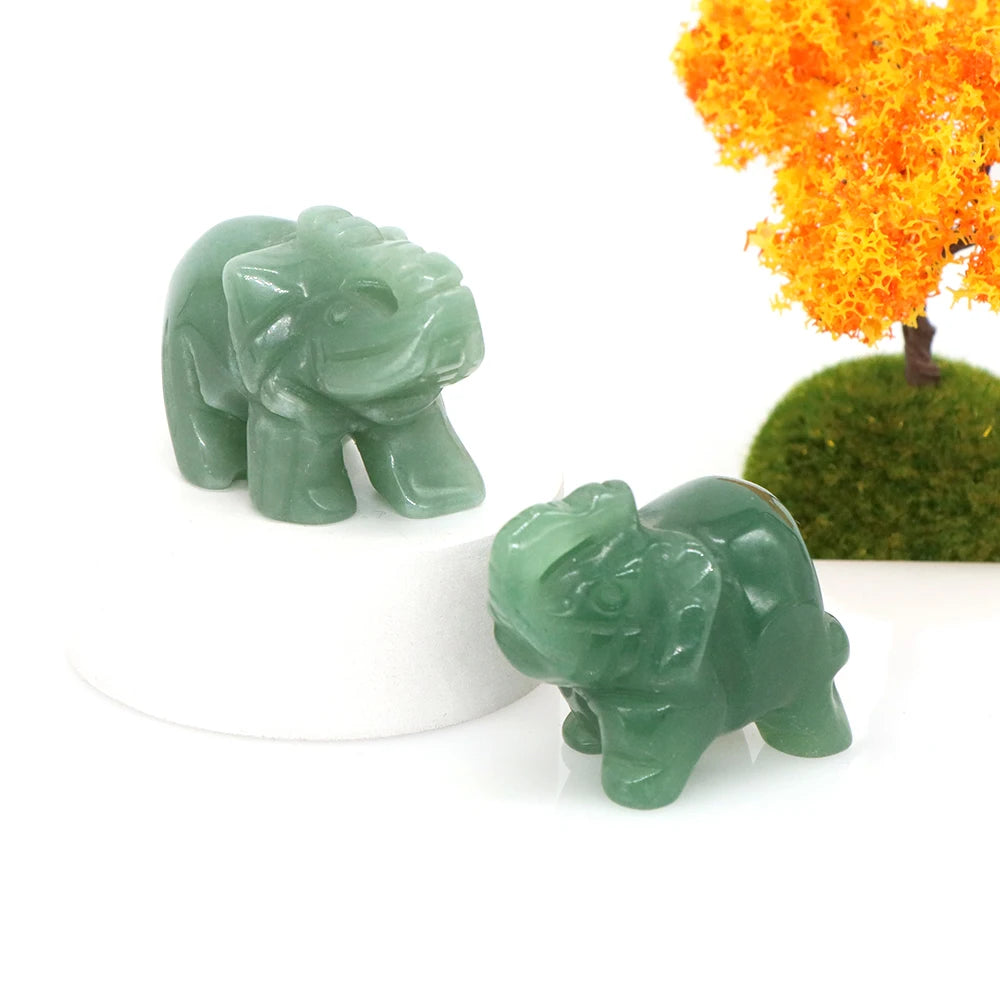 Lucky Elephant Statue Aventurine Amethyst Crystal Feng Shui Figurine Chakra