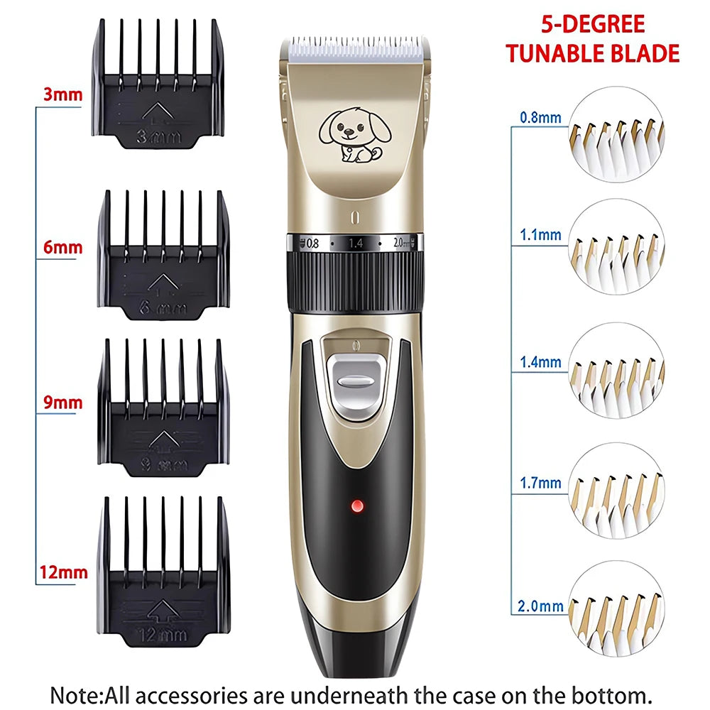 Professional Cat Dog Hair Clipper Grooming Kit Rechargeable Pet Hair Trimmer Shaver Set Animals Hair Cutting Machine Low-Noise