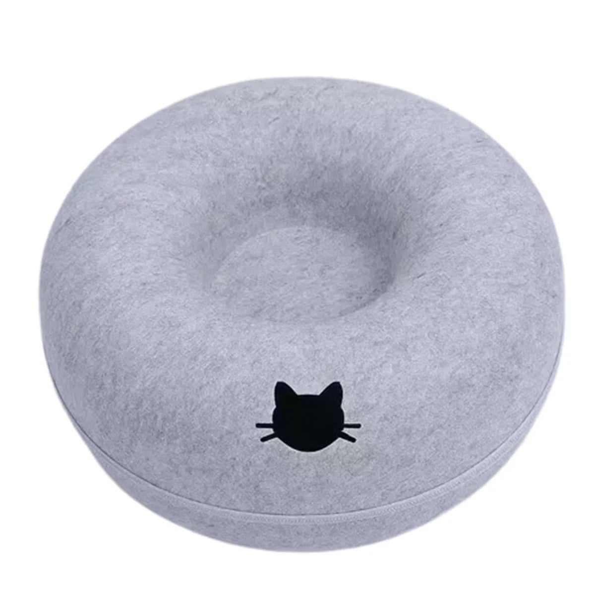 NONECN Interactive Round Cat Tunnel Donut Nest Felt Bed Scratcher for Cats