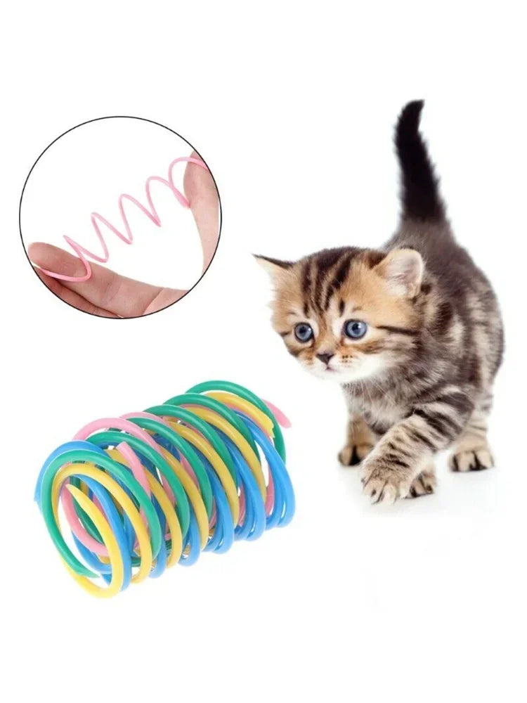 20 Pieces Cat Spring Toys Colorful Plastic Coil Spiral Springs Interactive Kitten Pet Accessories