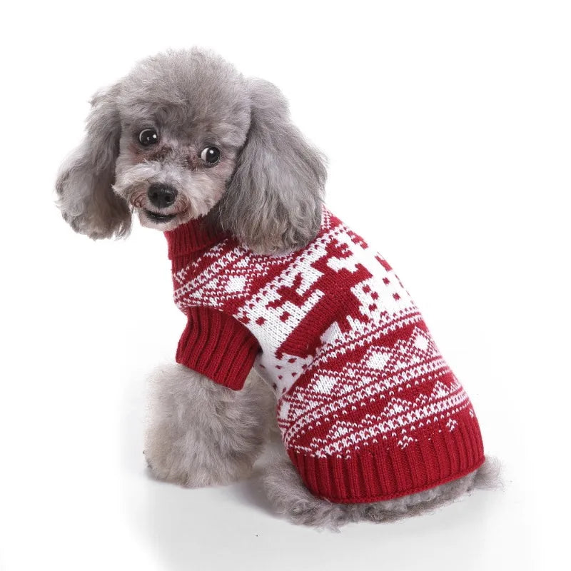 Dog Stripes Sweater Winter Knitting Pet Sweater for Medium Large Dogs Christmas Elk Dog Clothes Labrador Pullover Costume