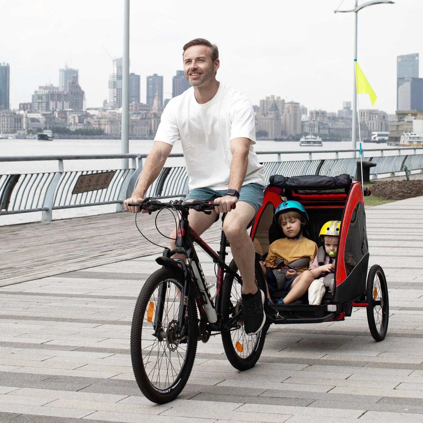 Pet Children Three-Channel Bicycle Kids Baby Stroller 3 Wheel Child Dog Double Bike Extra Large Trailer for Dogs and Children