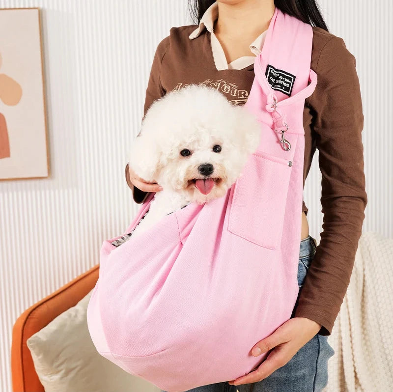 Cotton Crossbody Dog Sling Bag For Outdoor Travel Large Capacity