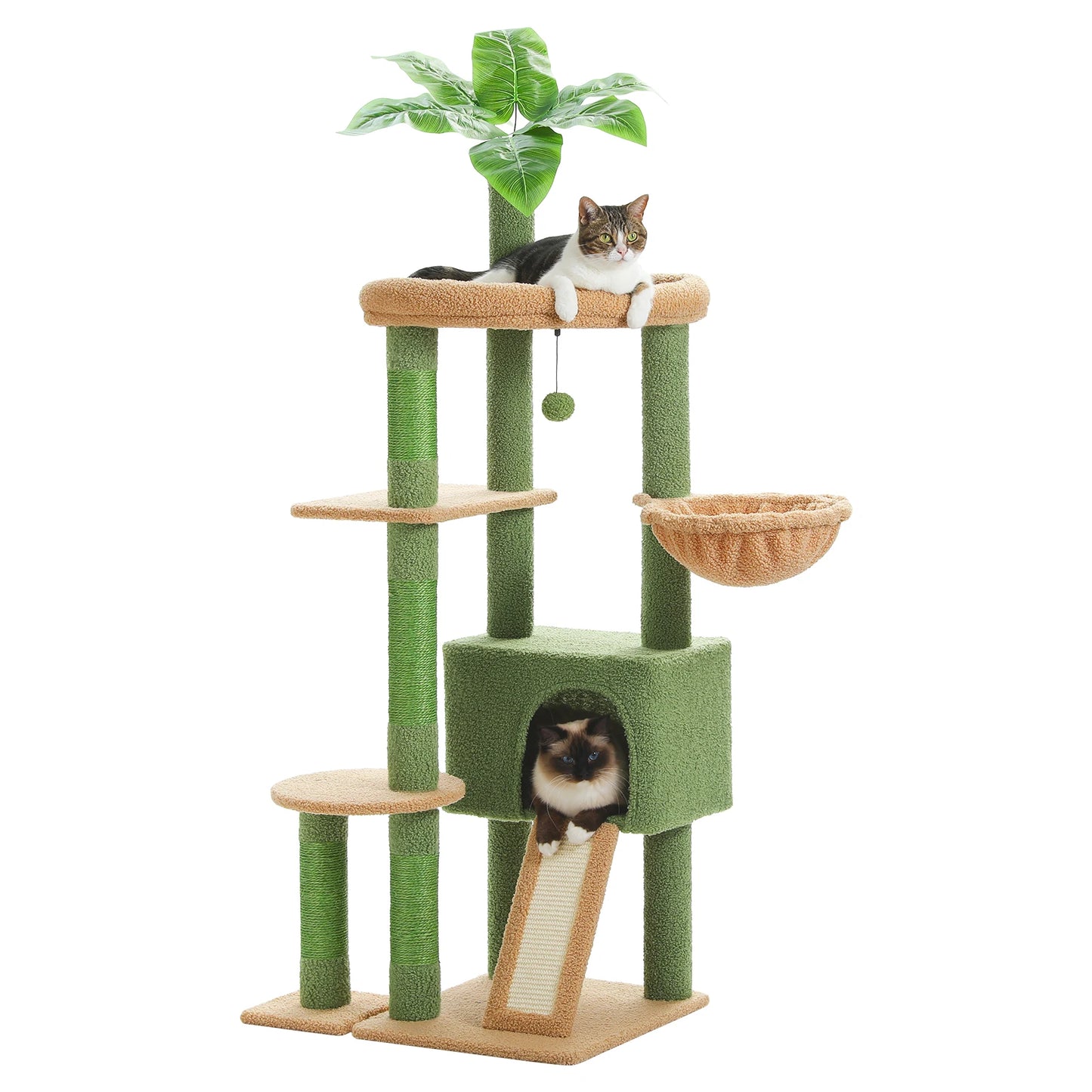 H135CM Cat Tree for Indoor Use with Sisal Scratching Posts Multi-Level Cat Tower with Spacious Condo and Hammock for Kittens