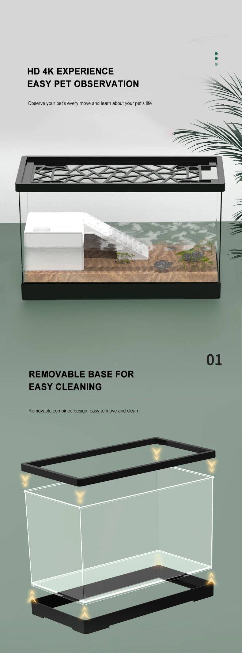 Choice Transparent Acrylic Turtle BreedingBox For Reptile Habitat TerrariumSystem