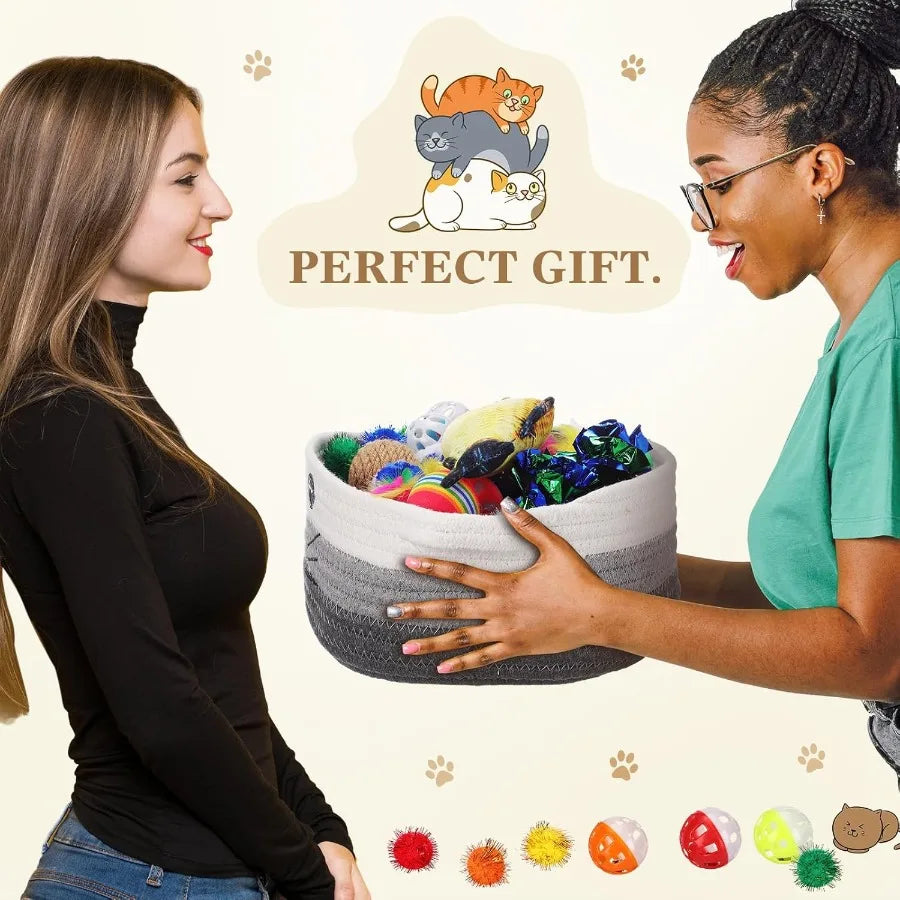 58 Pcs Cat Toys Set Colorful Flashing Balls Crinkle Bells