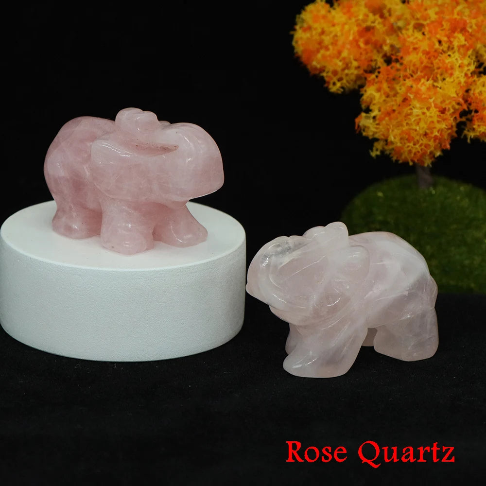 Lucky Elephant Statue Aventurine Amethyst Crystal Feng Shui Figurine Chakra