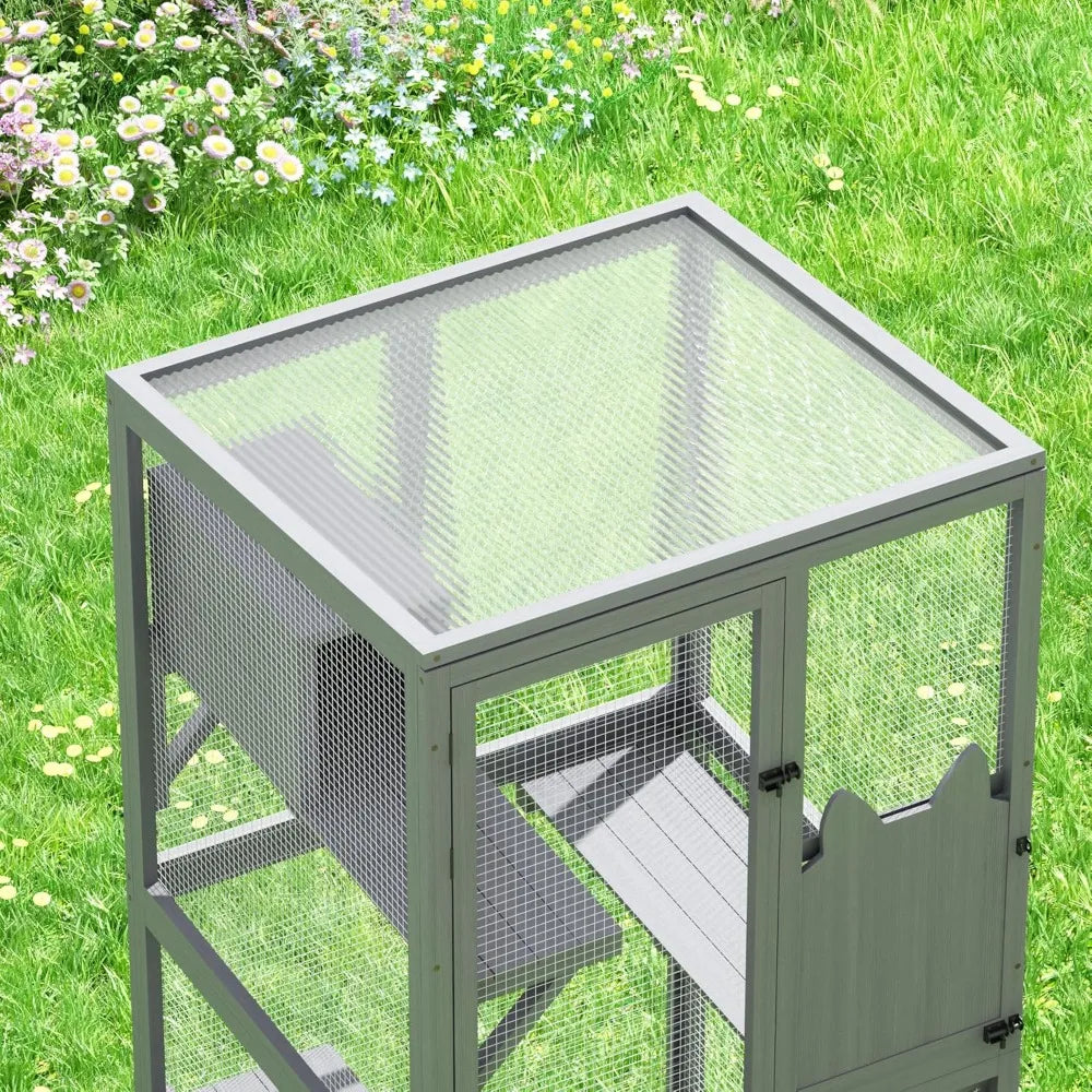 Closure Catio Outdoor Cat Enclosure Window Box with Wheels