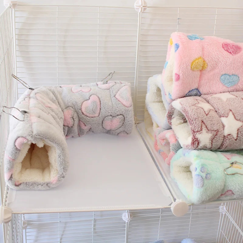 Small Pet Hamster Tunnel Hammock Plush Hanging Bed Hideout Sleeping Bag Cozy Soft Design Privacy Nest