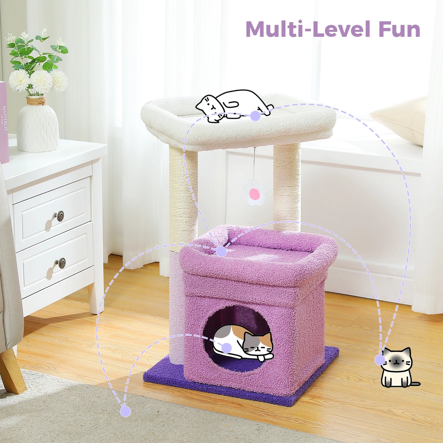PEQULTICN Cat Tree With Cozy Condo And Plush Top Perch