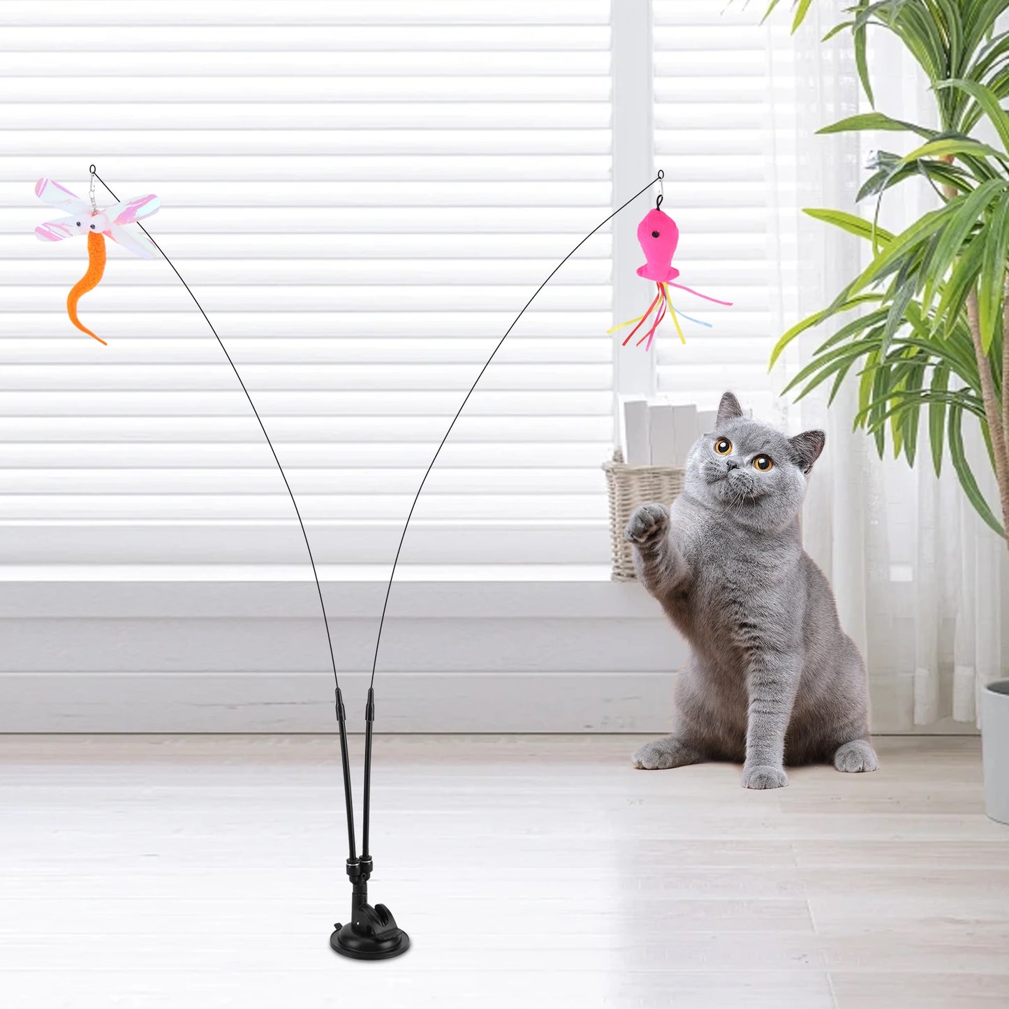 Shunmaii Cat Toy Set With Suction Cup Dual Head Training