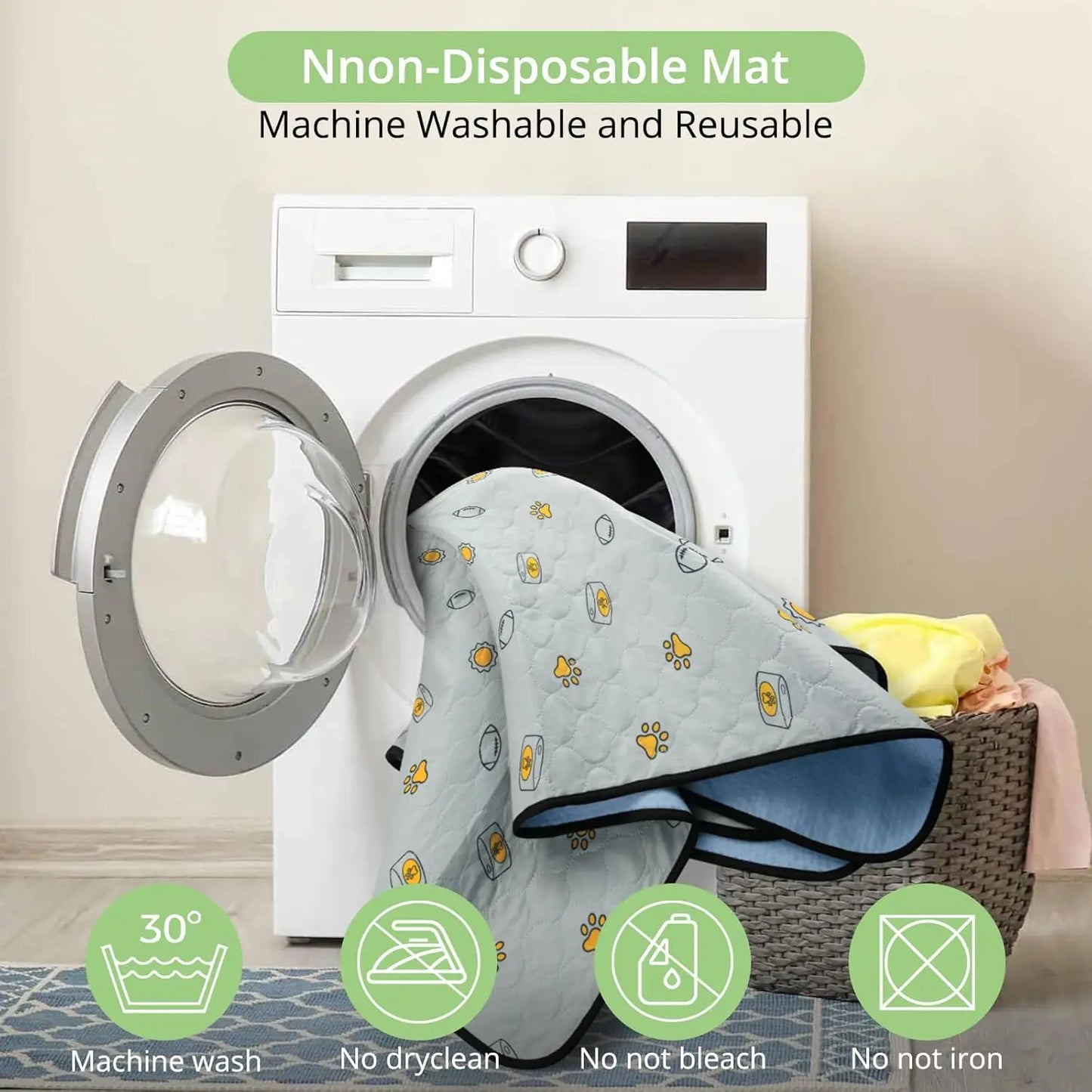 Washable Dog Pee Pads, Reusable, Absorbent, Slip-Resistant, Waterproof, 31"x36" (2 Pack)