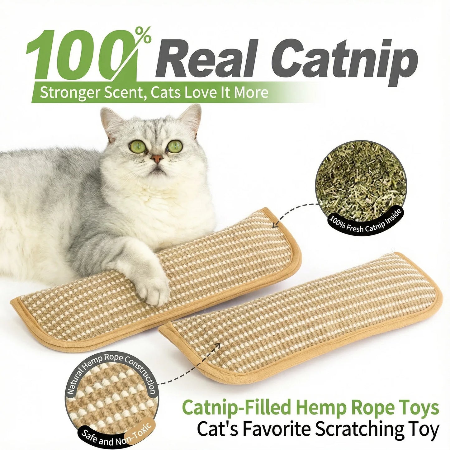 Cat Pillow Chew Toy Durable Hemp Scratching Pad Oral Care