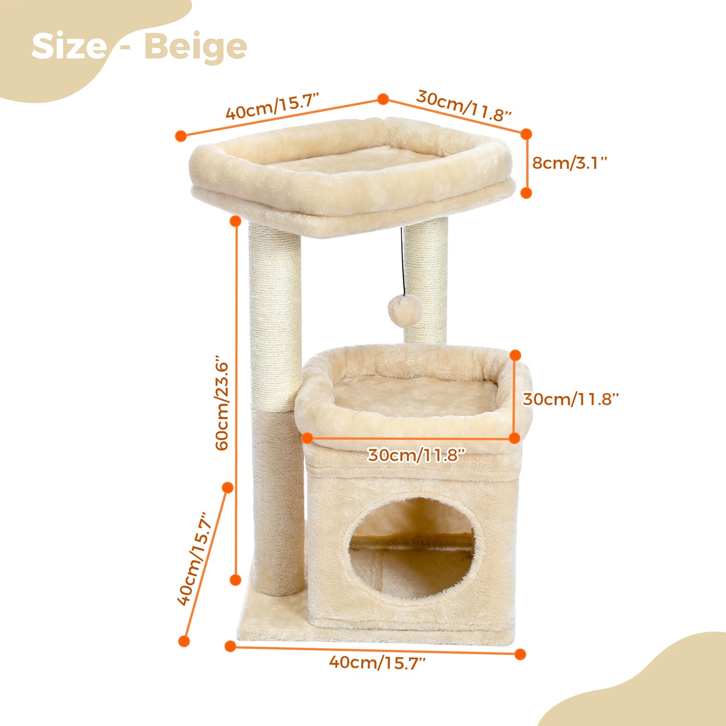 PEQULTICN Cat Tree With Cozy Condo And Plush Top Perch