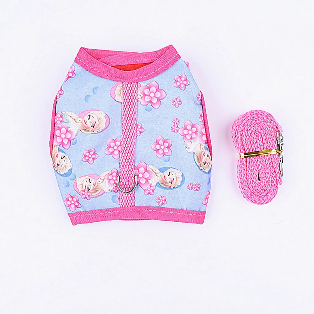Small Pet Collar Harness Tow Rope Multi-color Adjustable Rabbit Dutch Ferret Hamster Guinea Pig Hedgehog Outdoor Walking Clothes