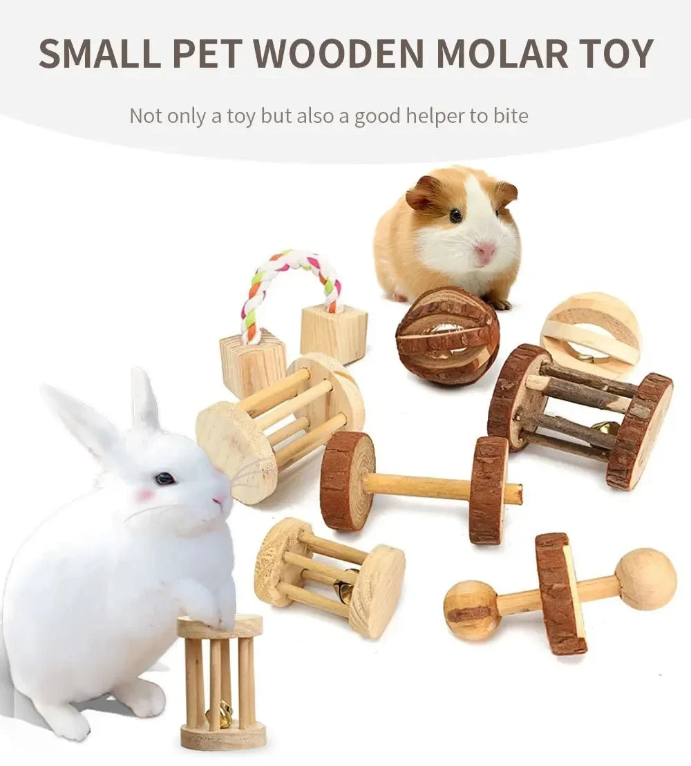 Natural Wood Chew Toys For Small Pets Rabbits Hamsters Rats