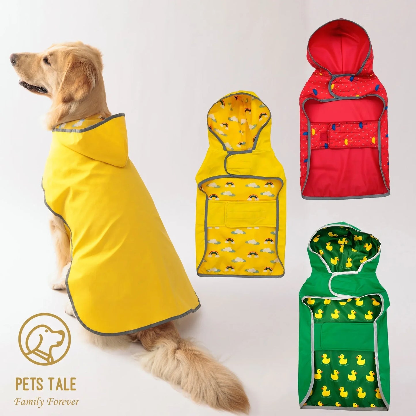 PETS TALE All Weather Dog Raincoat Waterproof Durable Coat