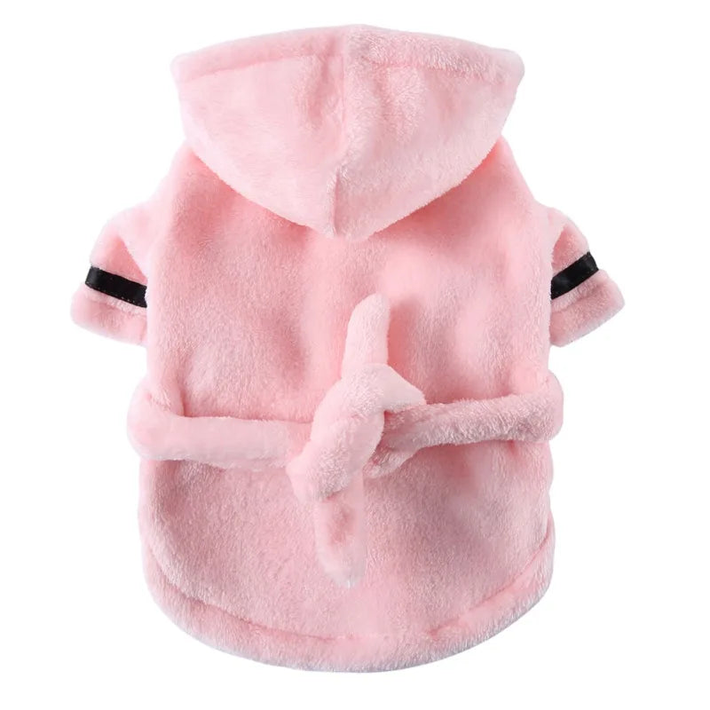 Hooded Dog Bathrobe Pajamas Soft Drying Towel For Pets