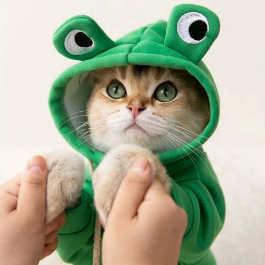 MINISO Cute Frog Design Pet Hoodie Velvet Warm Winter For Dogs And Cats