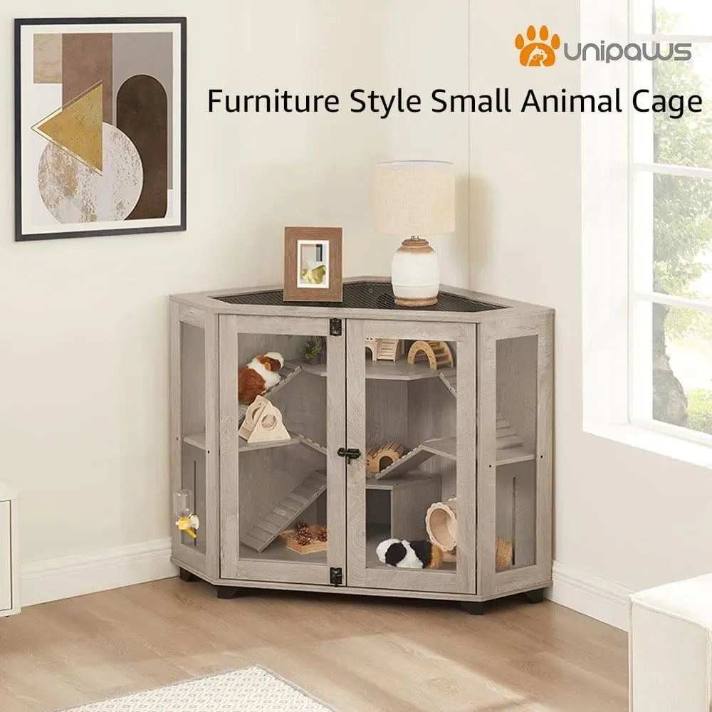 Chinchillas Cage with Ramp, Rat Cage with House, Hedgehog Cage, Critter Nation Cage for Hamster, Squirrel, Clear Acrylic