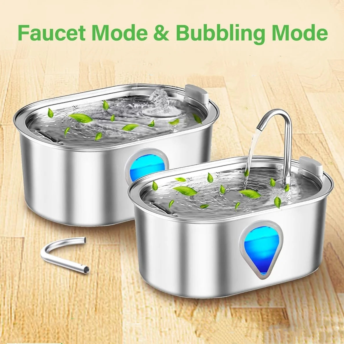 3.5L Stainless Steel Automatic Cat Water Fountain Led