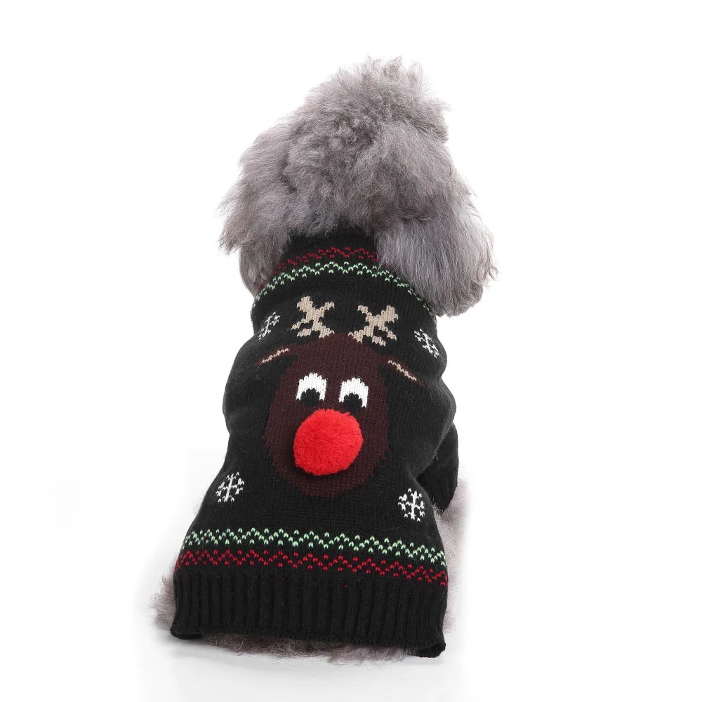 Dog Stripes Sweater Winter Knitting Pet Sweater for Medium Large Dogs Christmas Elk Dog Clothes Labrador Pullover Costume