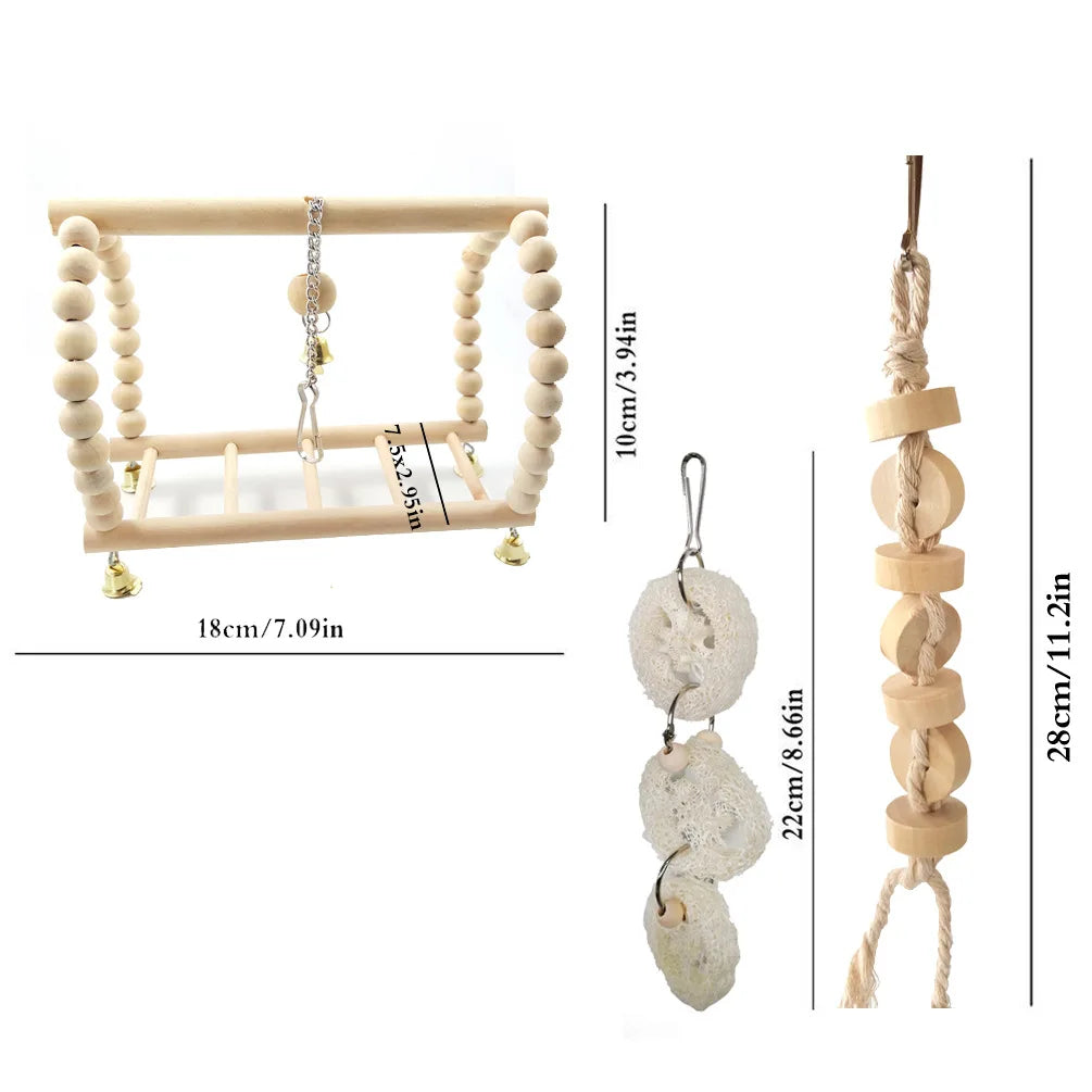 DCPETC Bird Toys Set Swing Chewing Training Toys For Parrot