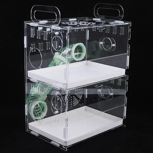 Transparent Double-Layer Small Pet House Cage for Guinea Pigs & Hamsters