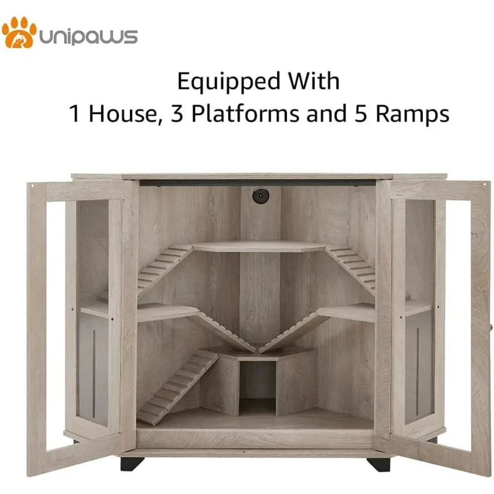 Chinchillas Cage with Ramp, Rat Cage with House, Hedgehog Cage, Critter Nation Cage for Hamster, Squirrel, Clear Acrylic