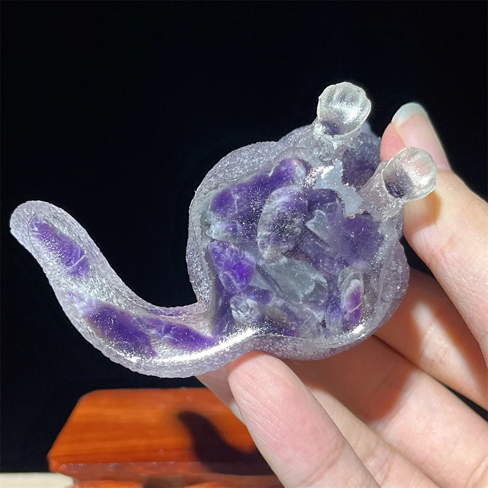 Cat Tumbled Stone Statue Natural Gemstone Amethyst Rose Quartz Opal lite Reiki Healing Crystal Stone Figurine Crafts Gifts