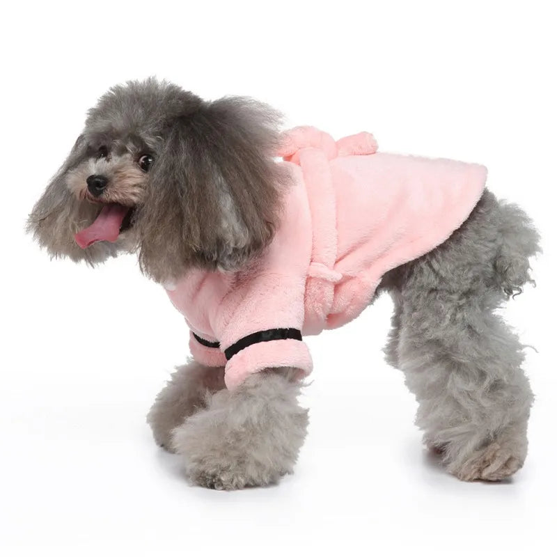Hooded Dog Bathrobe Pajamas Soft Drying Towel For Pets