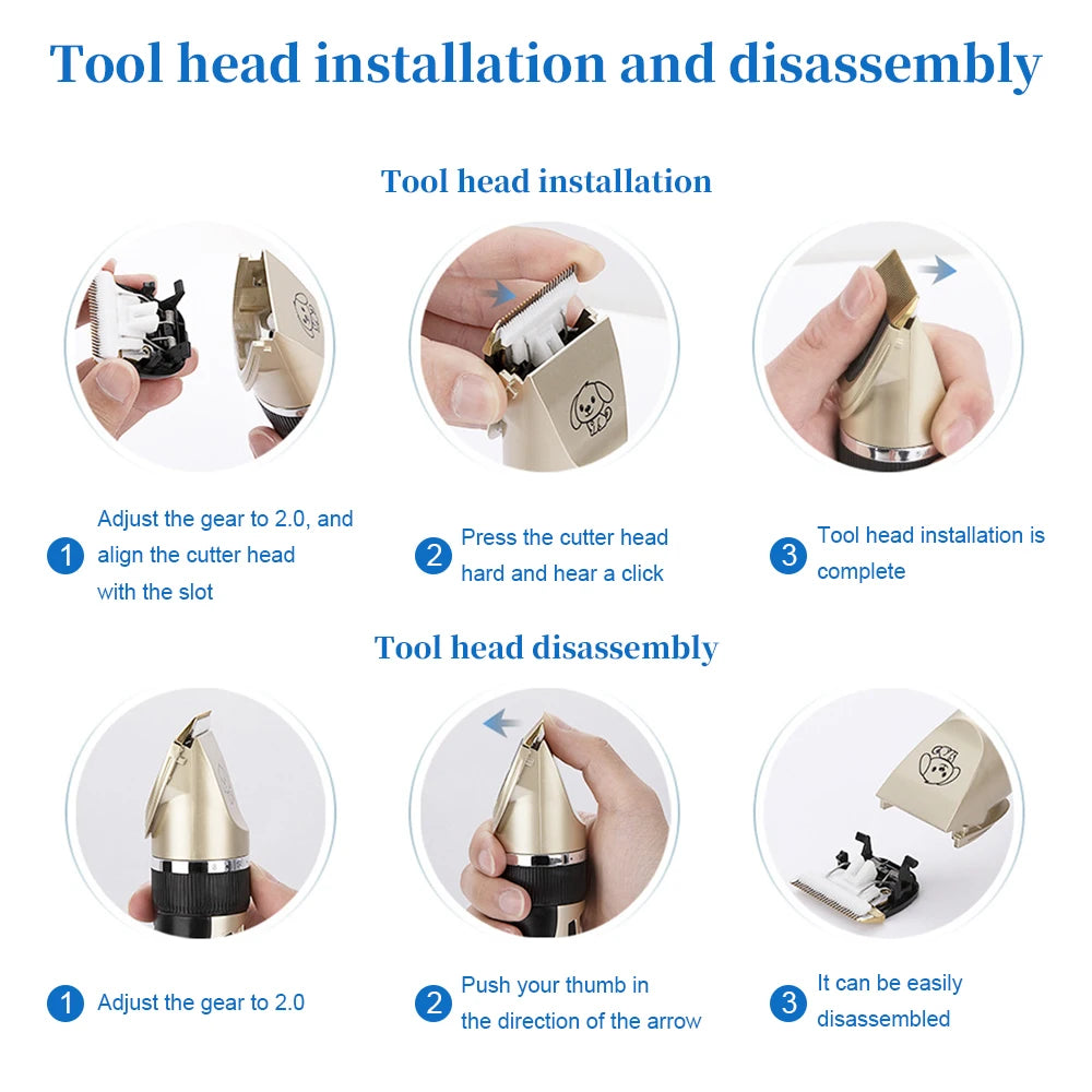 Professional Cat Dog Hair Clipper Grooming Kit Rechargeable Pet Hair Trimmer Shaver Set Animals Hair Cutting Machine Low-Noise