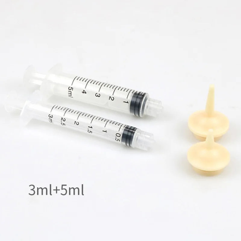 Pet Nursing Nipple with Syringe Set of 2 Silicone Nipples for Feeding Newborn Kittens Puppies and Small Animals