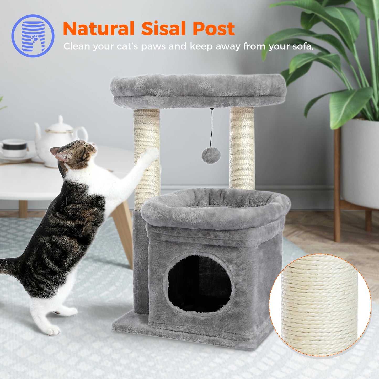 PEQULTICN Cat Tree With Cozy Condo And Plush Top Perch